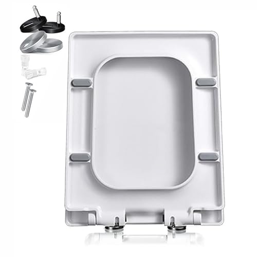 Toilettendeckel Eckig,36.5 * 45CM WC Sitz mit Absenkautomatik - antibakterieller Toilettensitz mit Quick-Release Funktion - Toilettendeckel Quadratischer, Toilettendeckel mit Absenkautomatik von Giural