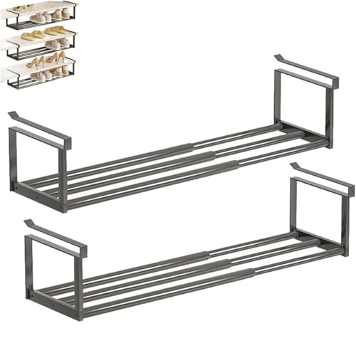 Giurui Slimdescent Cabinet Telescopic Shelf – Adjustable Shoe Rack, Slimdescent Expandable Shoe Rack, Easy to Install & Remove, Multifunctional Cabinet Telescopic Shelf (2 Pcs Black) von Giurui