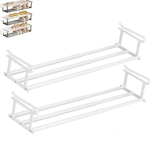 Giurui Slimdescent Cabinet Telescopic Shelf – Adjustable Shoe Rack, Slimdescent Expandable Shoe Rack, Easy to Install & Remove, Multifunctional Cabinet Telescopic Shelf (2 Pcs White) von Giurui