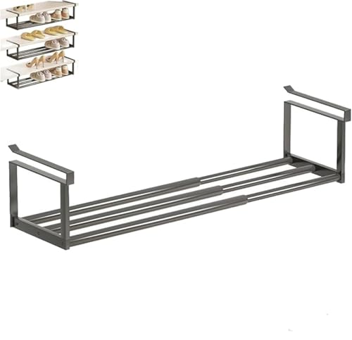 Giurui Slimdescent Cabinet Telescopic Shelf – Adjustable Shoe Rack, Slimdescent Expandable Shoe Rack, Easy to Install & Remove, Multifunctional Cabinet Telescopic Shelf (Black) von Giurui