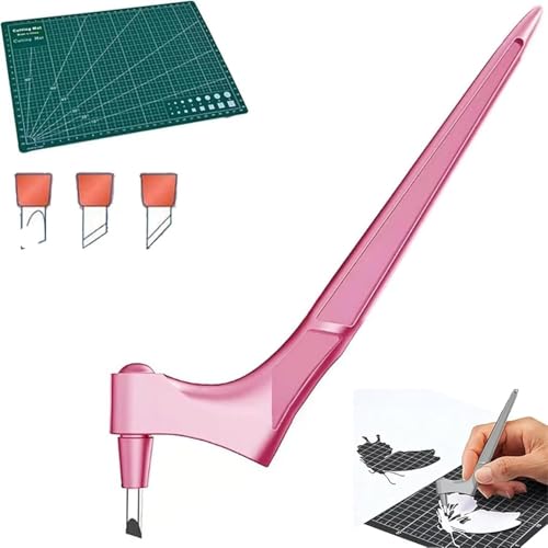 Pefctiordent Cutting Craft Tool, Cutting Craft Tool 360-Degree Rotating Blade, Cutting Tool, Cutting Tool with 15,30,45 Degree Engraving Head And Plate, for Stencils Scrapbooks DIY Crafts (Pink) von Giurui