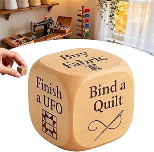 Quilter's Dice – Handmade Wooden Decision Dice with 6 Engraved Quilting Tasks, Creative Tool for Quilting Projects, DIY Sewing Enthusiasts, Sewing Lovers & Craft Enthusiasts, Board Games (1 Pcs) von Giurui