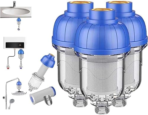 Warmwasserbereiter-Vorfilter mit 316 Edelstahl-Netz, Warmwasserbereiter-Vorfilter, wiederverwendbarer Sedimentwasserfilter, Haushalts-Elektrowarmwasserbereiter-Einlassfilter (3 Stück) von Giurui