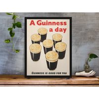 Gerahmt Vintage Guinness "A A Day" "Guinness Is Good For You" Poster Print 11x14 Bar Art Wall Decor von GiuseeArtPrints