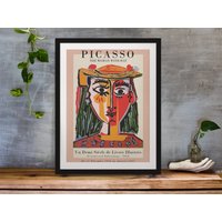 Gerahmte Picasso Frau Im Hut Holz Galerie Wandkunst - Moderne Ausstellung Poster Wanddekoration Museum von GiuseeArtPrints