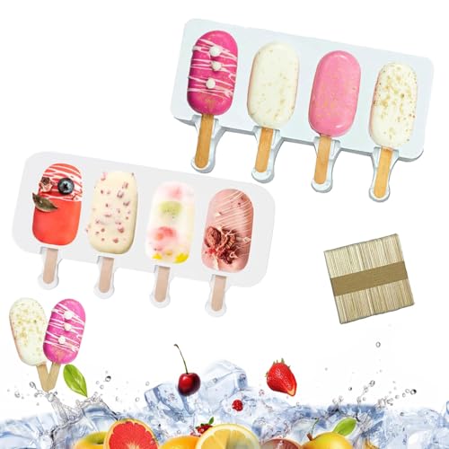 2 Stück Eisformen Eis am Stiel, Silikon Eis Cake Pop Ice Lolly Mould, BPA Frei Wassereis Formen, Selber Machen Eis Dessert Formen mit 50 Holzstielen, für DIY Schokolade, Dessert 2 Stück Eisformen Eis am Stiel, Silikon Eis Cake Pop Ice Lolly Mould, BPA Frei Wassereis Formen, Selber Machen Eis Dessert Formen mit 50 Holzstielen, für DIY Schokolade, Dessert von Giutsaull