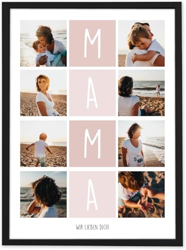 GiveSmiles MAMA Fotocollage mit 8 Fotos – Personalisiertes Geschenk mit eigenem Text | Muttertagsgeschenk für Mama | Fotogeschenke & personalisierte Geschenke mit Liebe von GiveSmiles