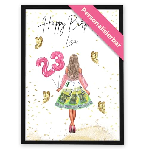 GiveSmiles Mädchen Geldgeschenk zum Geburtstag Poster— personalisierte geschenke ideen Poster geburtstagsgeschenk für frauen — Geldgeschenke geburtstag und geldgeschenk jugendweihe von GiveSmiles