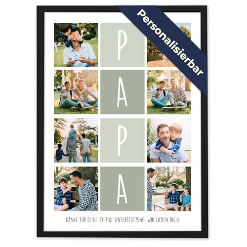 GiveSmiles Vatertagsgeschenk für Papa Fotocollage mit 8 Fotos – Personalisierte Geschenke mit Text und Bilder zum Vatertag | Fotogeschenke & Dankeschön Geschenke – Personalisiertes Geschenk Ideen von GiveSmiles