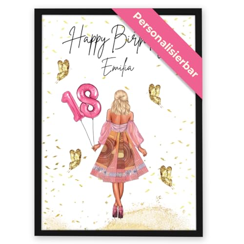 Personalisierte Geschenke zum 18 Geburtstag Mädchen | Wunscherfüller Geldgeschenk | Geburtstagsgeschenk für Frauen | Geburtstagsgeschenk für Mädchen | Geldgeschenke Geburtstag Poster | für alle Jahre von GiveSmiles