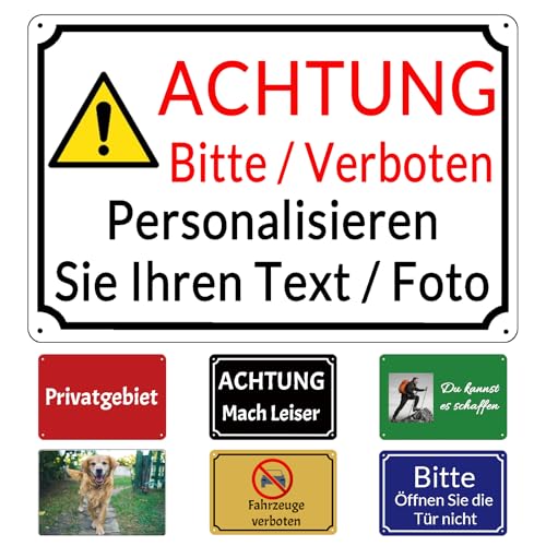Personalisiertes Metallschild, Blechschild selbst gestalten, Wunschtext auf Metall, individuell bedruckt, schild selbst gestalte,15 x 20 cm / 20 x 30 cm / 30 x40 cm von Givelle