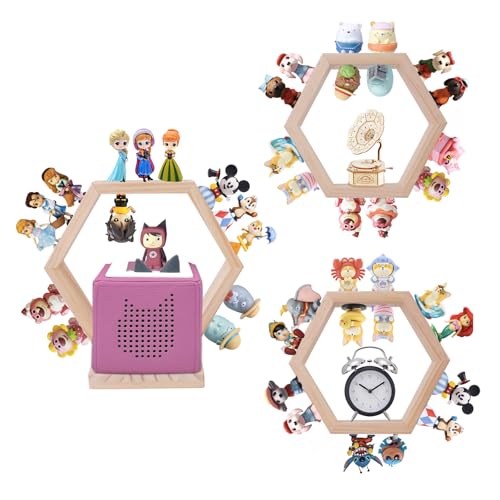 Givilio Tonie Shellf Hexagon for Toniebox Starter Tonie Shelf Wall Mounted Set of 3, Magnetic Wooden Floating Shelves Compatible with Tonie Box Player Tonie Figures Storage Tonie Shelvies(Natural) von Givilio