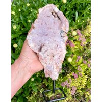 11, 5 "Pink Amethyst Geode Scheibenscheibe Auf Ständer, 2-Seitig, Polierter Funkelnder Kristall, Brasilien 11, 5 "Pink Amethyst Geode Scheibenscheibe Auf Ständer, 2-Seitig, Polierter Funkelnder Kristall, Brasilien von GivingEarthMinerals