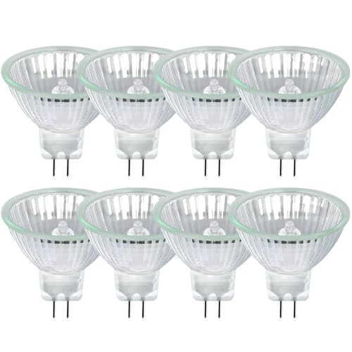 Givurao 8 Stück MR16 35W Halogenstrahler 12V, GU5.3 Halogen Leuchtmittel 2700K Warmweiß Dimmbar, 400LM Halogen Reflektor Glühbirne, 2 Bi-Pin Base Halogenlampen für Deckeneinbau Schienenlampen von Givurao