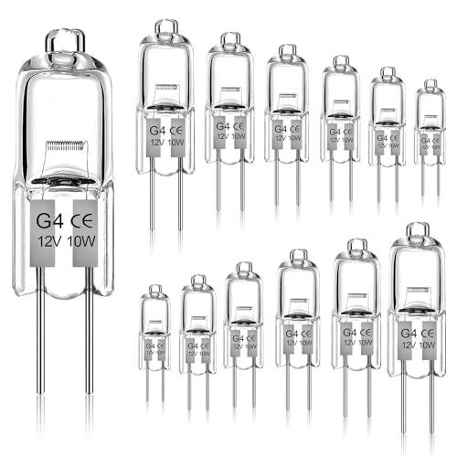 Givurao G4 Halogenlampe 10W, 12 Stück G4 12V Halogenglühbirne Dimmbar 2700K Warmweiß 280LM Kein Flackern 2 Pin Halogenlampen 10 Watt für Kronleuchter Dunstabzugshauben Schrankbeleuchtung Givurao G4 Halogenlampe 10W, 12 Stück G4 12V Halogenglühbirne Dimmbar 2700K Warmweiß 280LM Kein Flackern 2 Pin Halogenlampen 10 Watt für Kronleuchter Dunstabzugshauben Schrankbeleuchtung von Givurao