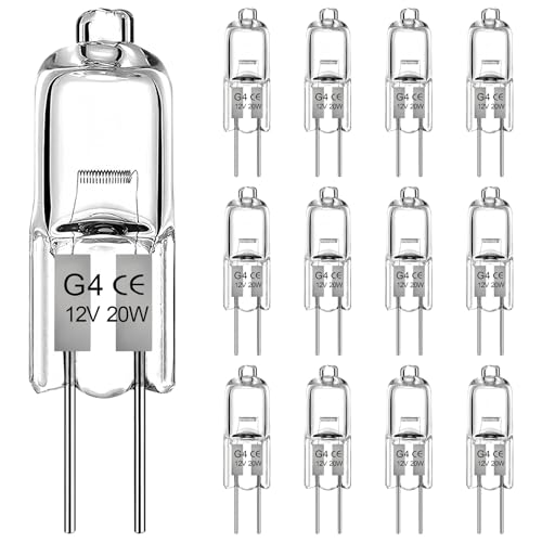 Givurao G4 Halogenlampe 20W, 12 Stück G4 12V Halogenglühbirne Dimmbar 2700K Warmweiß 280LM Kein Flackern 2 Pin Halogenlampen 20 Watt für Kronleuchter Dunstabzugshauben Schrankbeleuchtung Givurao G4 Halogenlampe 20W, 12 Stück G4 12V Halogenglühbirne Dimmbar 2700K Warmweiß 280LM Kein Flackern 2 Pin Halogenlampen 20 Watt für Kronleuchter Dunstabzugshauben Schrankbeleuchtung von Givurao