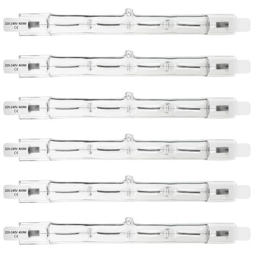 Givurao R7S Halogen Leuchtmittel 118mm 400W, 6er Pack Halogenstab R7S 230V Dimmbar 2700K Warmweiß Halogenstablampe für Arbeitsleuchten Sicherheitsleuchten Landschaftsleuchten Stehleuchten von Givurao