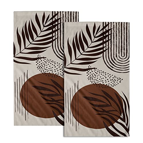 Giwawa Braune Blätter Handtücher Boho Leaf Weich Dünn Badetuch 2er Set Sehr Saugfähig Deko Küche Geschirr Gästehandtuch für Spa Fitnessstudio Hotel von Giwawa