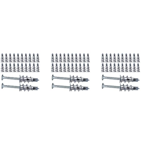 Giwnhvx 120 Stück Metall Selbstantrieb Dübel Gipskartondübel mit Schrauben 4,5 x 35 mm für einlagigen und doppelt verkleideten Gipsschwein von Giwnhvx
