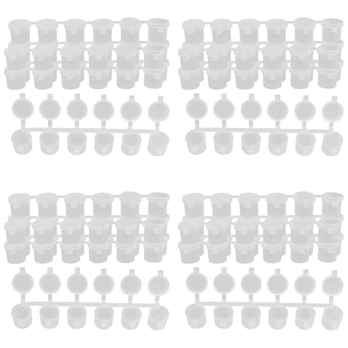 Giwnhvx 20 Streifen, 120 Töpfe, leere Farbstreifen, Farbbecher, 10 ml, Mini-Farbtopfstreifen, transparente Kunststoff-Aufbewahrungsbehälter von Giwnhvx