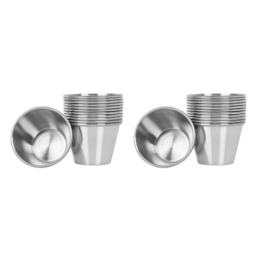 Giwnhvx 20 x Premium Gebürsteter Edelstahl Gewürzbecher Soßentöpfe Gewürztöpfe Flüssigkeitsdips Schalen – 70 ml von Giwnhvx
