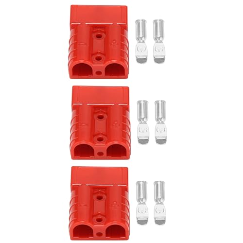 Giwnhvx 3 x Steckverbinder im Anderson-Stil, 50 A, 600 V, 6 – 12 AWG, Elektrowerkzeug für Stecker, solide, plattiert, 6 AWG, Rot von Giwnhvx