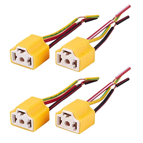 Giwnhvx 4 Stück H4 9003 HB2 Buchse Keramik Kabelbaum Scheinwerfer Steckdosen Stecker von Giwnhvx
