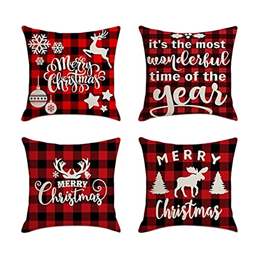 Giwnhvx 4 Stück Weihnachten Kissenbezug Gemütlich Platz Weihnachtsmann Home Decorations Kissenbezüge im Sofa Kissenbezüge Auto Geschenk 45X45Cm B von Giwnhvx