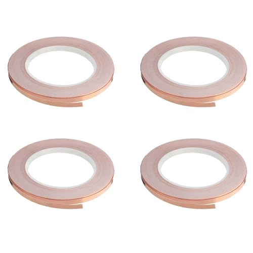 Giwnhvx 4 x einseitiges Kupferfolien-Klebeband, selbstklebendes Abschirmband, Anti-Interferenz-Klebeband für Gitarre, 5 mm x 20 m von Giwnhvx