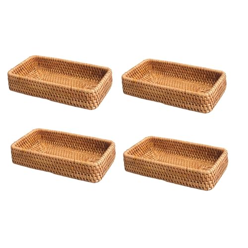 Giwnhvx 4 x handgewebter Aufbewahrungskorb aus Rattan, Weidenkörbe, Brot, Obst, Lebensmittel, Frühstück, Dekoration, C Giwnhvx 4 x handgewebter Aufbewahrungskorb aus Rattan, Weidenkörbe, Brot, Obst, Lebensmittel, Frühstück, Dekoration, C von Giwnhvx