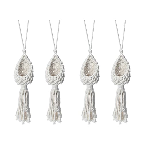 Giwnhvx 4X Boho Makramee Luft Anlage Kleiderbügel Tillandsia Hängender Korb Seil Halter Hause (10CM) von Giwnhvx