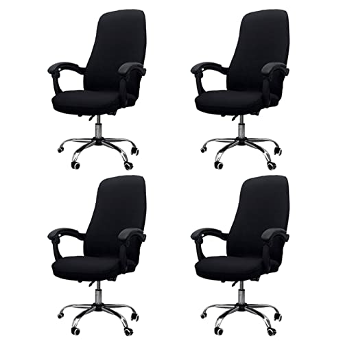 Giwnhvx 4X Büro Stuhl Bezug Elastischer Siamesischer Büro Stuhl Bezug Drehstuhl Computer Sessel Schutz Hülle (Schwarz) von Giwnhvx
