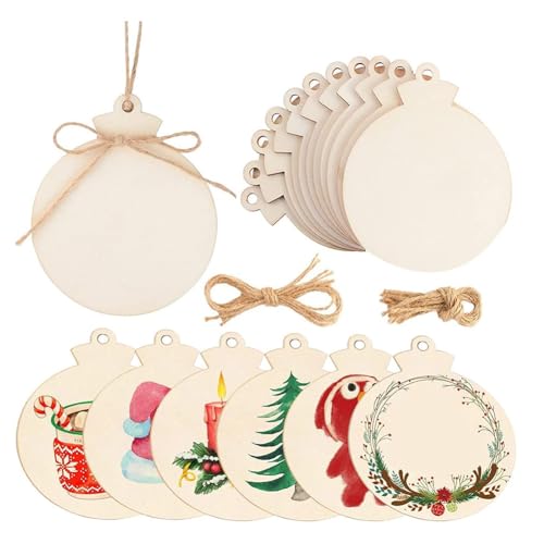 Giwnhvx 50 Stück DIY Weihnachtsschmuck Aus, Große Scheiben Aus Naturholz, Vorgebohrt mit Loch, Holzkreise für Weihnachtsbasteleien Giwnhvx 50 Stück DIY Weihnachtsschmuck Aus, Große Scheiben Aus Naturholz, Vorgebohrt mit Loch, Holzkreise für Weihnachtsbasteleien von Giwnhvx