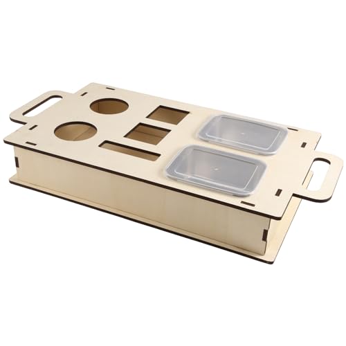 Giwnhvx Couch-Armlehnen-Tablett mit 2 Edelstahl-Schüsseln, tragbarer Holz-Snack mit Getränkehaltern, einfach zu installieren, C von Giwnhvx