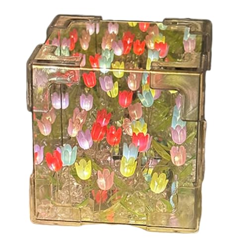 Giwnhvx DIY Tulip Mirror Cube Lamp Simulation Blume Schlafzimmer Tisch Bett Tulpe Handgemachte Kleine Nachtlicht Geschenk Mehrfarbig von Giwnhvx