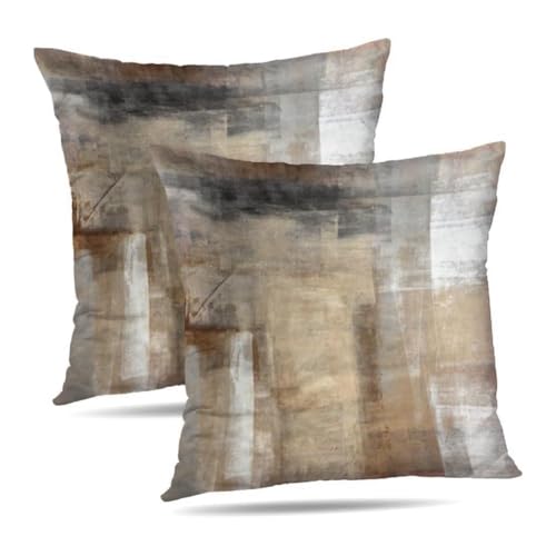 Giwnhvx Dekorative Kissenbezüge, quadratisch, modern, ästhetisch, braun, weich, für Sofa, Schlafzimmer, 2er-Set von Giwnhvx