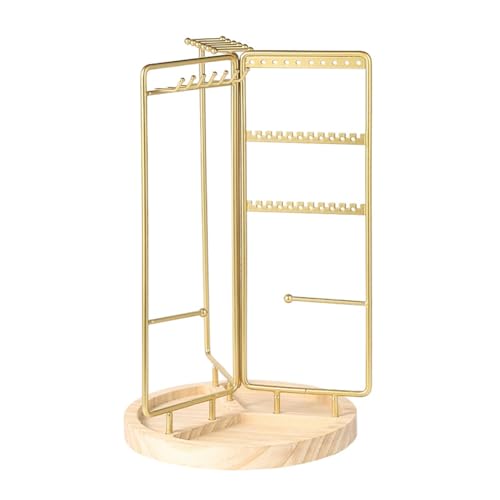 Giwnhvx Drehbarer Schmuckständer aus Metall, mit unterem Tablett, Organizer für Schmuck Turm (Gold) von Giwnhvx