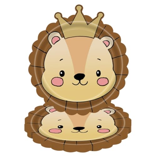 Giwnhvx Dschungeltier Thema Pappteller Tier Einwegteller Besteck Set für Wildtier Thema Baby Taufe Löwe von Giwnhvx