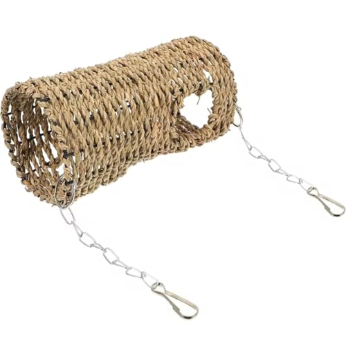 Giwnhvx Grashängematte Spieltunnel Hängebett Haus für Haustier Ratte Hamster Haustier Vogelnest Haus Bett Papagei Seegras Rattan Häuser von Giwnhvx