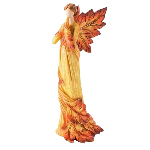 Giwnhvx Herbst-Ahornblatt-Engelsstatue, Schreibtisch-Ornamente, Garten, Zuhause, Büro, Dekoration, stehender Engel von Giwnhvx