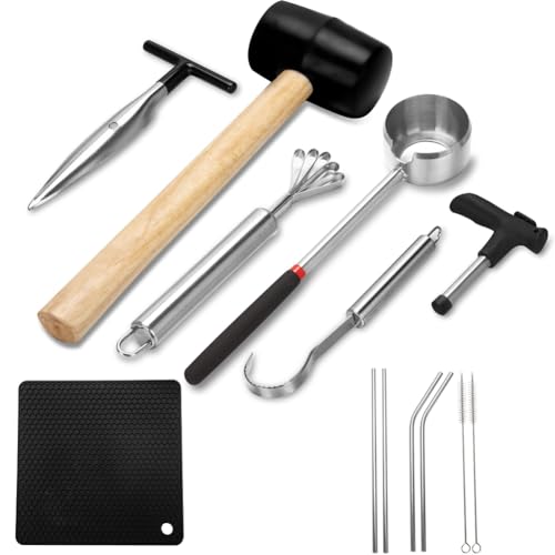 Giwnhvx Kokosnussöffner-Set, sicher, leicht zu öffnen, junges Kokosnusswerkzeug, lebensmittelechter Edelstahl, Kokosnuss-Öffner-Set, einfache Installation, einfach zu bedienen von Giwnhvx