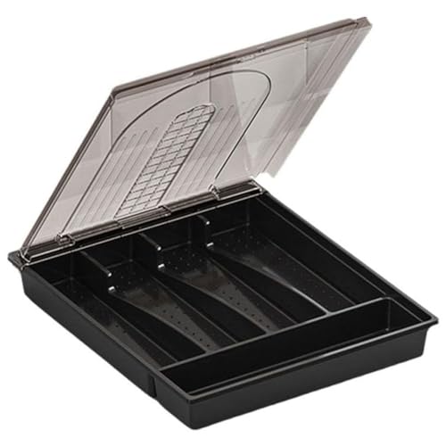 Giwnhvx Organizer mit Deckel, Kunststoff-Besteck- und Besteck-Aufbewahrungsbox, Fächer, abgedeckte Utensilienablage für Küchenschublade B von Giwnhvx
