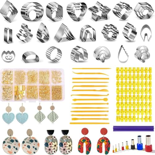 Giwnhvx Runder Ausstecher für Polymerton zur Herstellung von Ohrringen, Werkzeug-Set für Polymerton für die DIY-Skulptur von Ohrringen aus Polymerton Giwnhvx Runder Ausstecher für Polymerton zur Herstellung von Ohrringen, Werkzeug-Set für Polymerton für die DIY-Skulptur von Ohrringen aus Polymerton von Giwnhvx