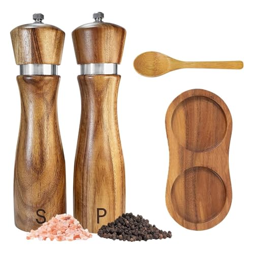 Giwnhvx Salz- und Holzmühlen-Set, manuell, grob verstellbar, mit Tablett zum Mahlen von Salz und Löffel Giwnhvx Salz- und Holzmühlen-Set, manuell, grob verstellbar, mit Tablett zum Mahlen von Salz und Löffel von Giwnhvx