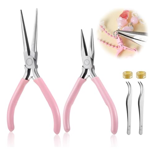 Giwnhvx Set mit Zangen zur Schmuckherstellung, lange Spitzzange, Rundzange, Pinzette, lange Spitzzange, Handwerkszange zum Biegen der Drähte Giwnhvx Set mit Zangen zur Schmuckherstellung, lange Spitzzange, Rundzange, Pinzette, lange Spitzzange, Handwerkszange zum Biegen der Drähte von Giwnhvx
