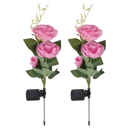 Giwnhvx Solarlampe in Rosenform, Blumen-Simulation, Gartendekoration, wasserdichte Gartenleuchten, 3 Lichter. Giwnhvx Solarlampe in Rosenform, Blumen-Simulation, Gartendekoration, wasserdichte Gartenleuchten, 3 Lichter. von Giwnhvx