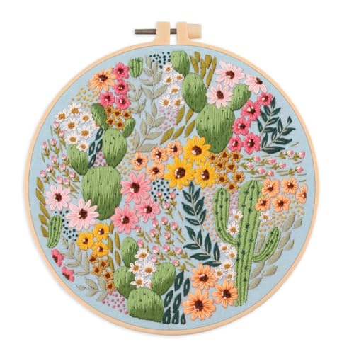 Giwnhvx Stickset „Blumenlandschaft“ für Anfänger – mit Den Erforderlichen Fäden und Nadeln (C) von Giwnhvx