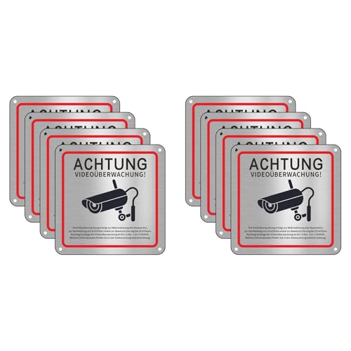 Giwnhvx Videoüberwachungsschild, Videoüberwachung, Privatgrundstück, 15 x 15 cm, Metall, Warnschild, Videoüberwachung, 8 Stück Giwnhvx Videoüberwachungsschild, Videoüberwachung, Privatgrundstück, 15 x 15 cm, Metall, Warnschild, Videoüberwachung, 8 Stück von Giwnhvx
