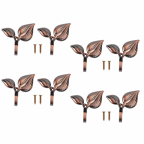 Giwnhvx Vorhang-Raffhalter aus Eisen, Blattform, Wandhaken, Heimdekoration, Rotbronze, 8 Stück von Giwnhvx