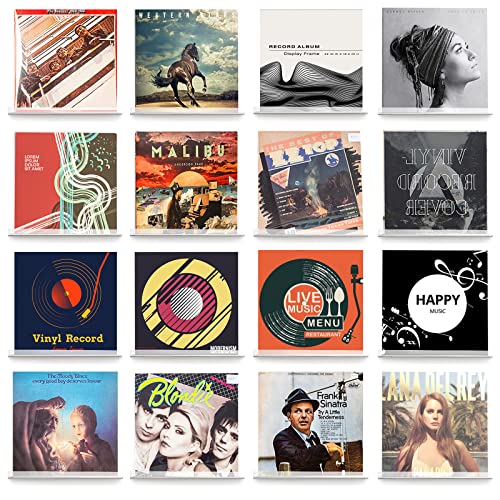 Giyiprpi 16 Stück Vinyl Schallplatten Wandhalterung, transparenter Acryl-Album-Schallplattenhalter und LP-Display-Rack, schwimmende Regale mit Schrauben Zubehör-Transparent von Giyiprpi